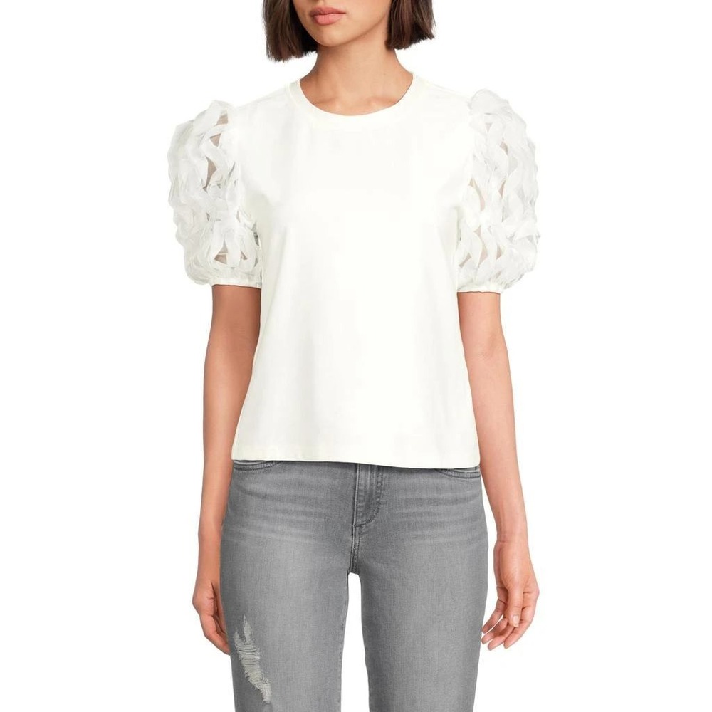 Area Stars Wave Knit Puff Sleeve Top Size Small‎